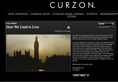 How We Used to Live - screening plus Q&A - Curzon Victoria - Friday 16th May 6.20 pm 