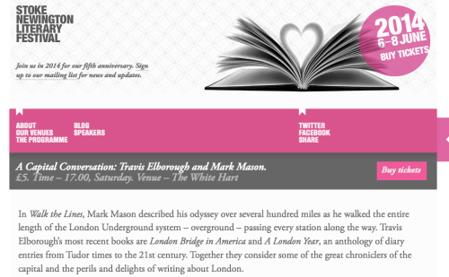 Stoke Newington Literary Festival Event with Mark Mason - The White Hard 7 June at 5. 30 pm - 